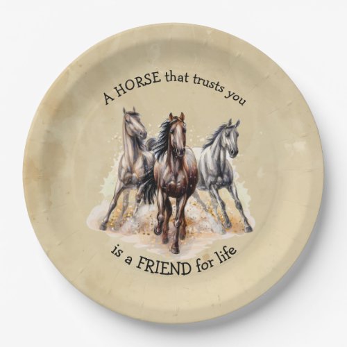 HORSE that Trusts FRIEND for life Quote Award  Paper Plates