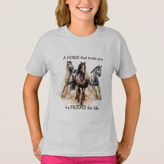HORSE that Trusts FRIEND for life Quote   T-Shirt (Front)