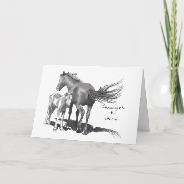 HORSE THEME BABY ARRIVAL ANNOUNCEMENT (Front)