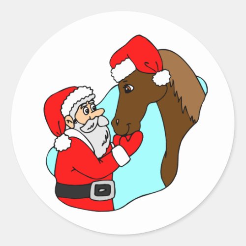 Horse Theme Equine Santa Claus Holiday Christmas Classic Round Sticker