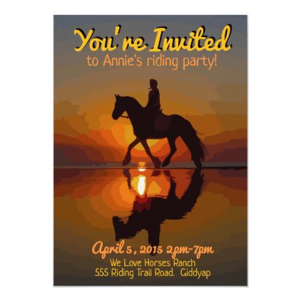 Horse Theme Invitation. Horseback Riding Party Card