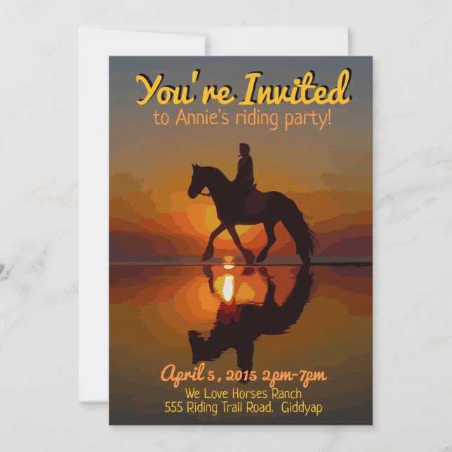 Horse Theme Invitation. Horseback Riding Party Invitation (Front)
