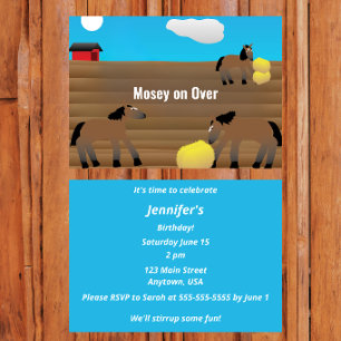 Horse Theme Party “Mosey On Over” Invitation