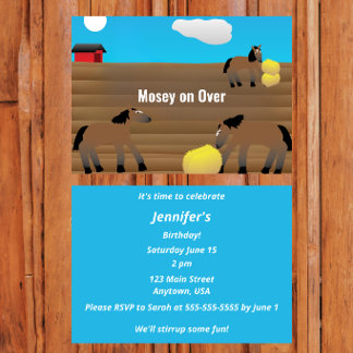 Horse Theme Party | “Mosey On Over” Invitation
