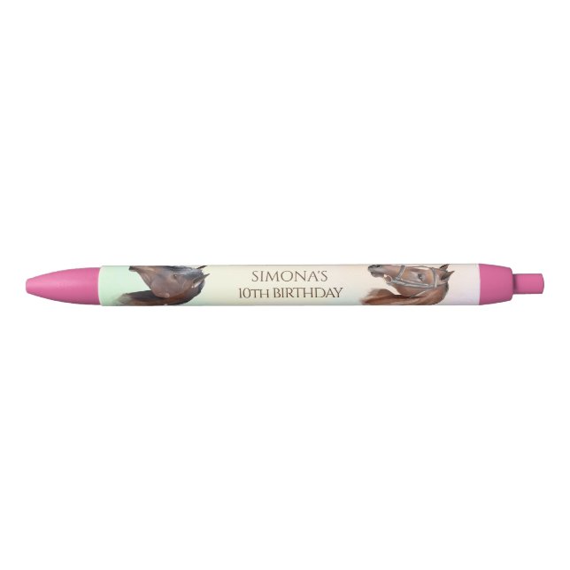 Horse themed birthday party favors personalized pen (Front)