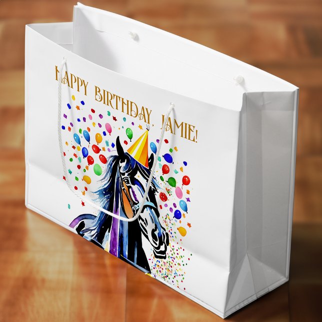 Horse themed birthday party funny elegant large gift bag (Horse themed birthday party funny elegant large gift bag)