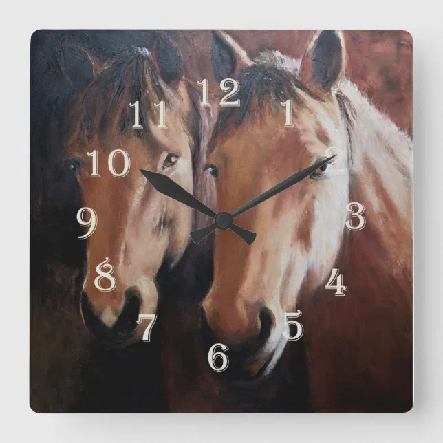 Horse Themed Clock with Two Horses Zazzle