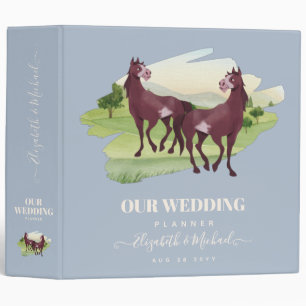 Horse Themed Country Western Rustic Wedding 3 Ring Binder