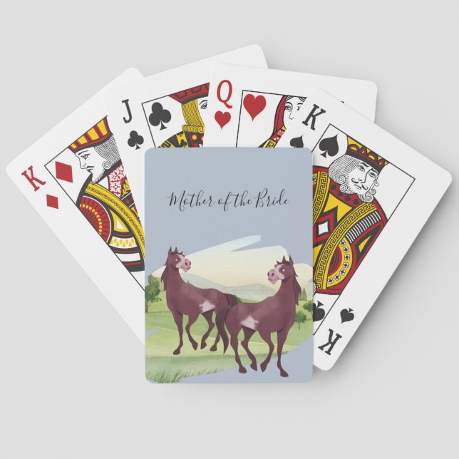 Horse Themed Country Western Rustic Wedding Poker Cards (Back)