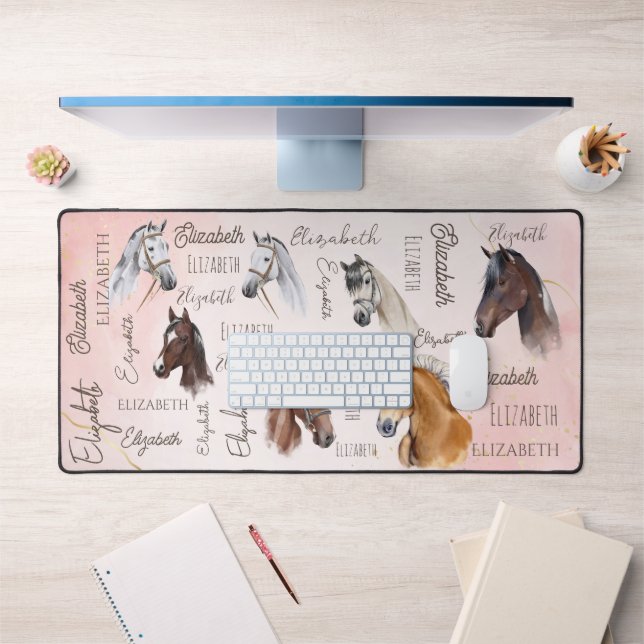 Horse themed gifts personalized name  desk mat (Office 1)