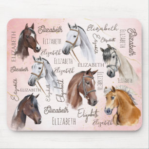 Horse themed gifts personalized name monogrammed mouse pad