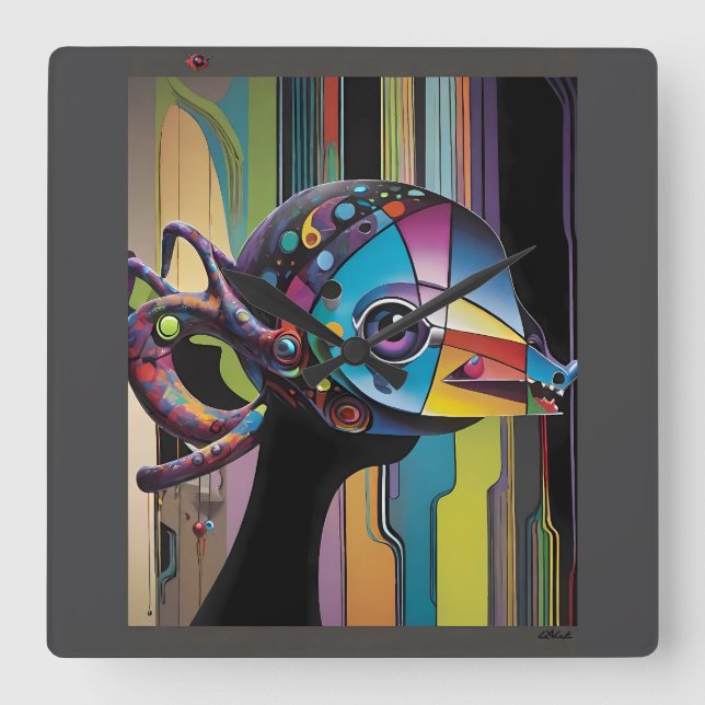 Horse Thief Square Wall Clock (Front)