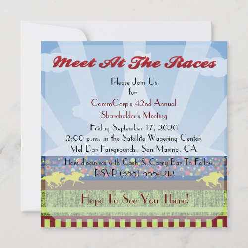 Horse Track Race Event Corporate Party - Custom Invites