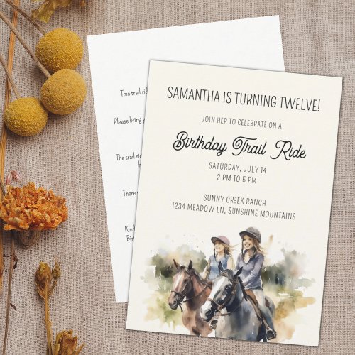 Horse Trail Ride Equestrian Birthday Party Invitation