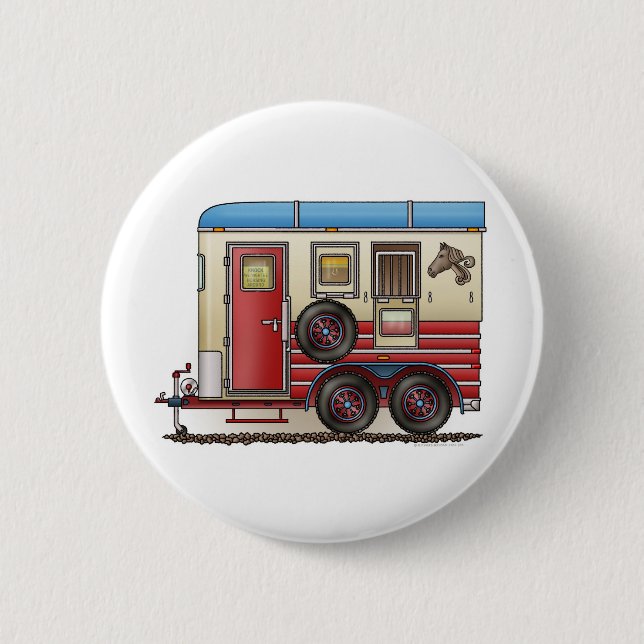 Horse Trailer Camper Pinback Button (Front)