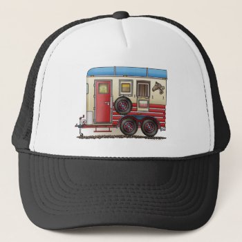 Horse Trailer Camper Trucker Hat by art1st at Zazzle