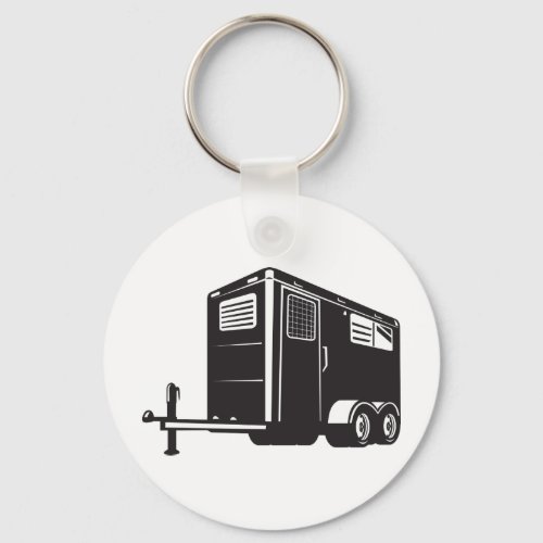 horse trailer viewed from low angle retro style keychain