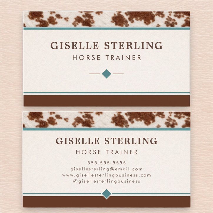 Horse Trainer Cowhide Western Business Card