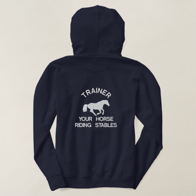 Horse trainer riding stable embroidered hoodie (Design Back)