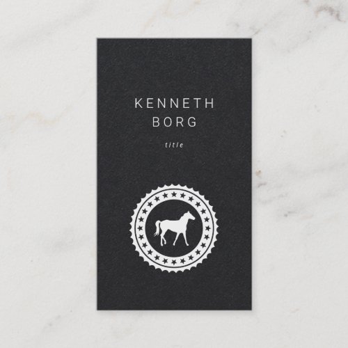 Horse trainer seal logo white on black business card