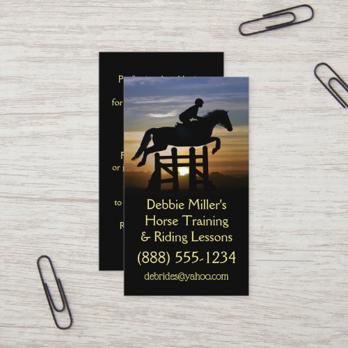 Horse Training and Riding Lessons  Business Card