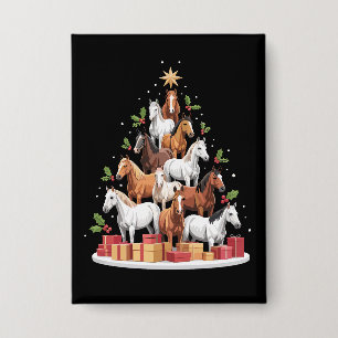 Horse Tree Christmas Horses Xmas Gifts Button