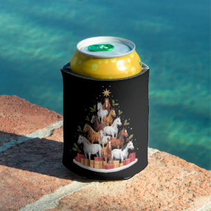 Horse Tree Christmas Horses Xmas Gifts Can Cooler