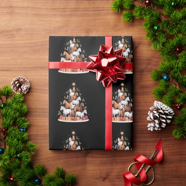 Horse Tree Christmas Horses Xmas Gifts Wrapping Paper (Holiday Gift)