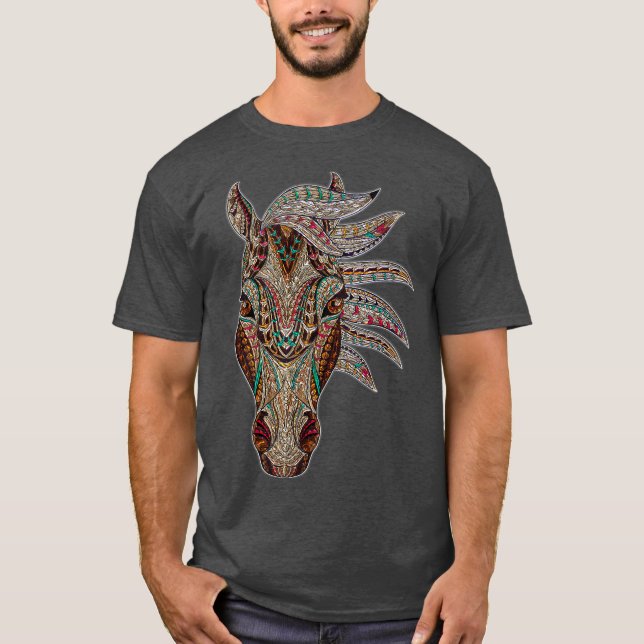 Horse Tribal Abstract Art Native American Horse T-Shirt (Front)