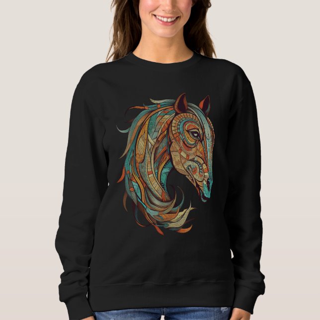 Horse Tribal Abstract Native American Geometric Ho Sweatshirt (Front)