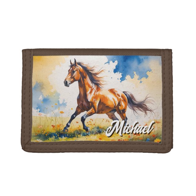 Horse Trifold Men's Wallet | Custom Men's Gifts (Front)