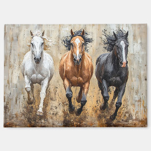Horse Trio Galloping Painting Magnet