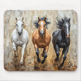 Horse Trio Galloping Painting Mouse Pad