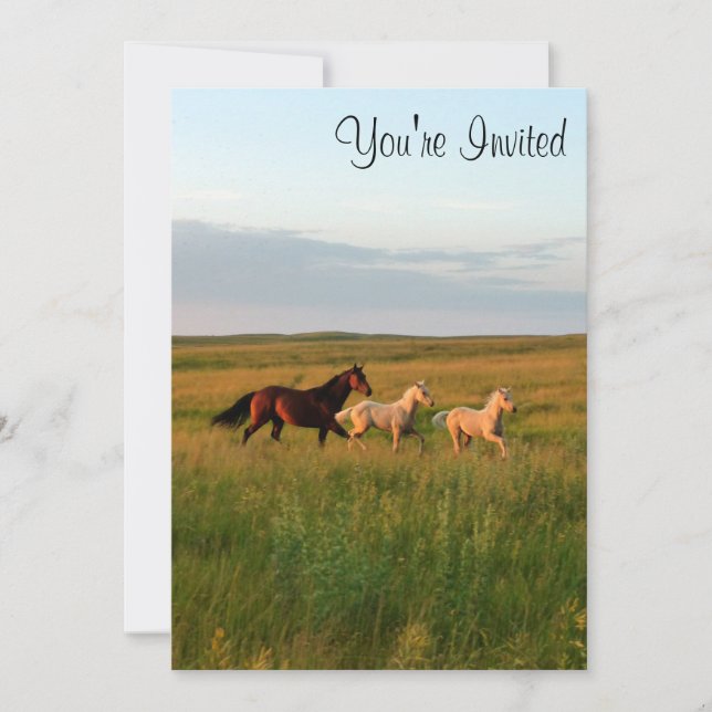 Horse Twins Mare and Foals Horse Babies Invitation (Front)