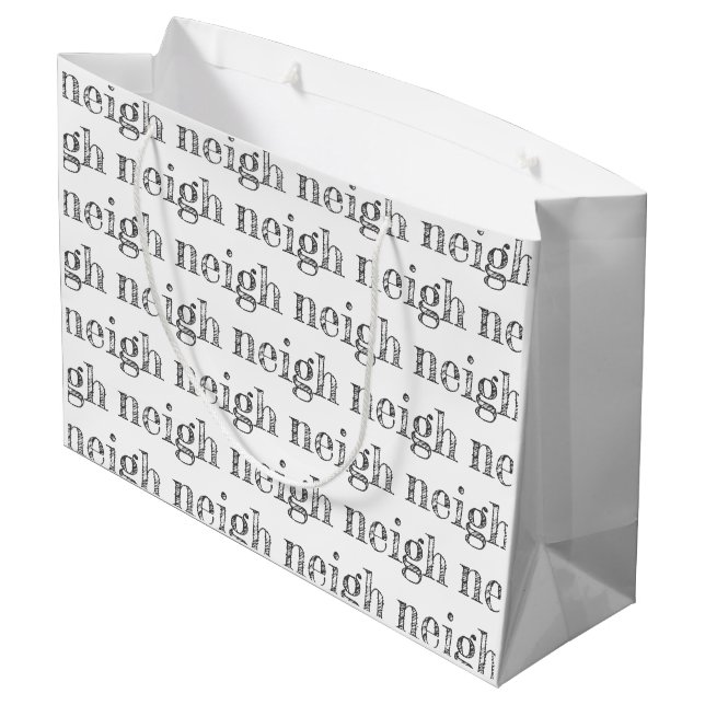 horse typography neigh pattern pet lover barn pony large gift bag (Back Angled)
