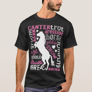 Horse Typography Word Art Equestrian Girls Horseba T-Shirt