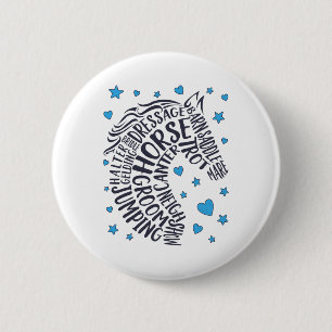 Horse Typography Word Art Girls Horseback Riding E Button