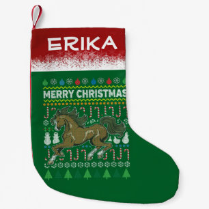 Horse Ugly Christmas Sweater Wildlife Series Small Christmas Stocking
