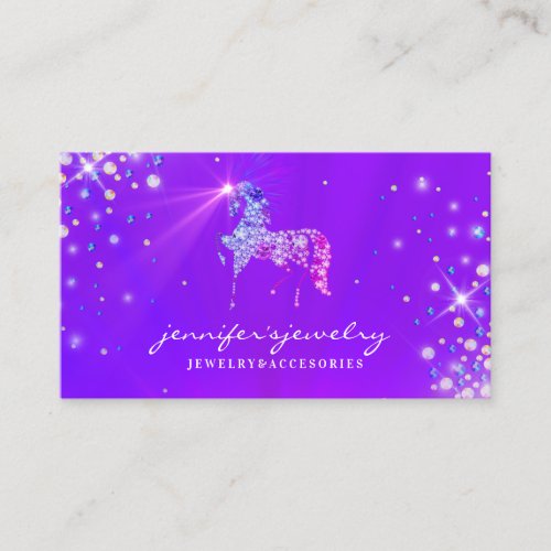 Horse Unicorn Diamonds Purple Business Card