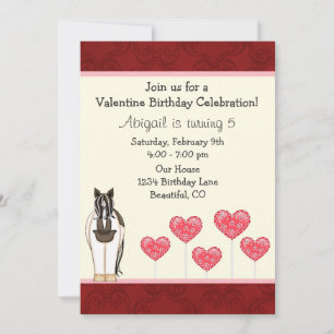 Horse Valentine Birthday Invitation for Girls