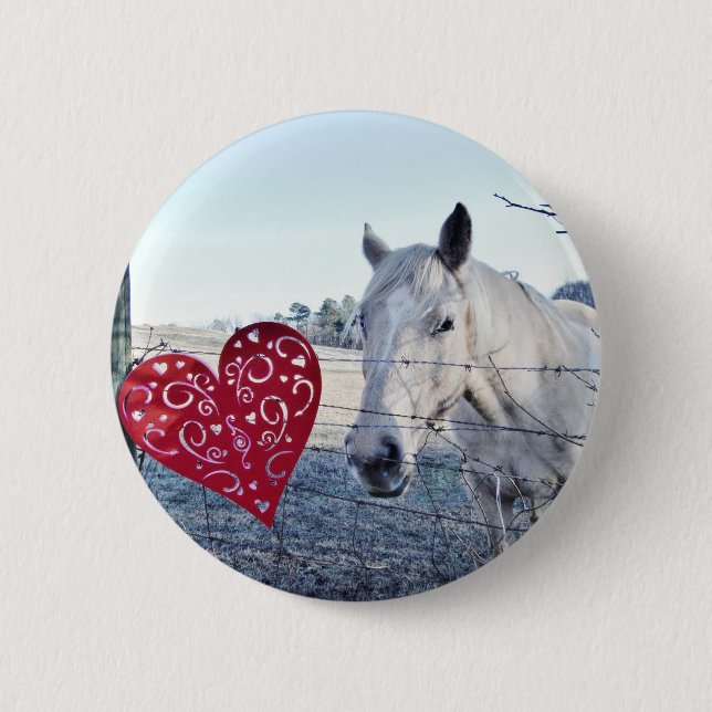 HORSE Valentine heart Button (Front)