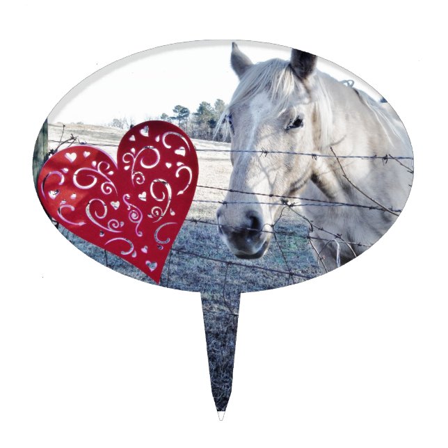 HORSE Valentine heart Cake Topper (Front)