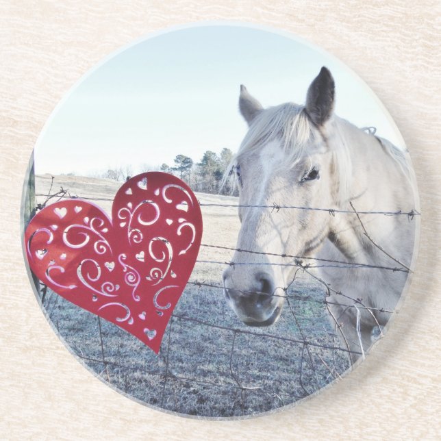 HORSE Valentine heart Drink Coaster (Front)
