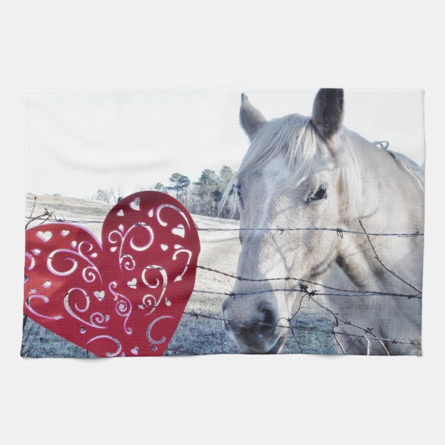 HORSE Valentine heart Kitchen Towel (Horizontal)