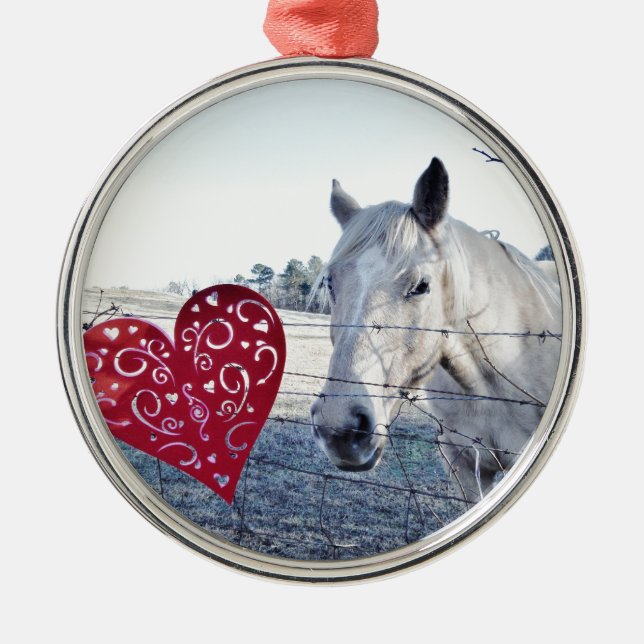 HORSE Valentine heart Metal Ornament (Front)