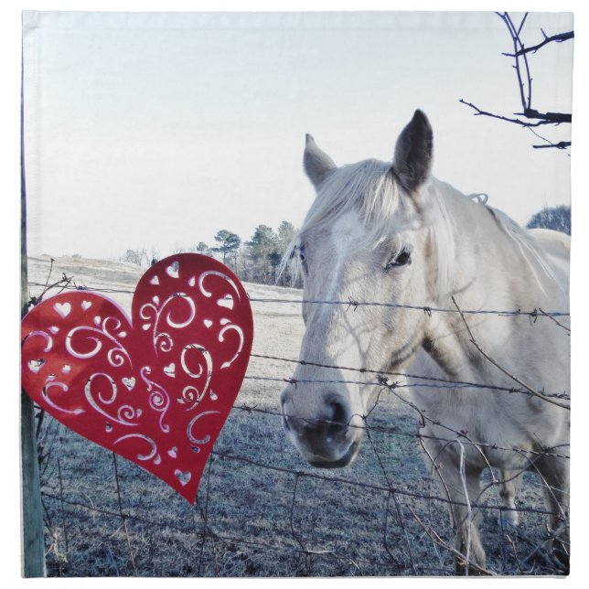 HORSE Valentine heart Napkin (Front)