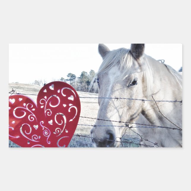 HORSE Valentine heart Rectangular Sticker (Front)
