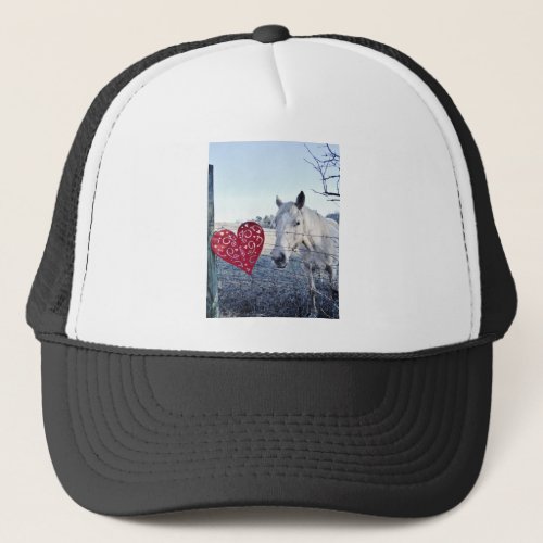 HORSE Valentine heart Trucker Hat
