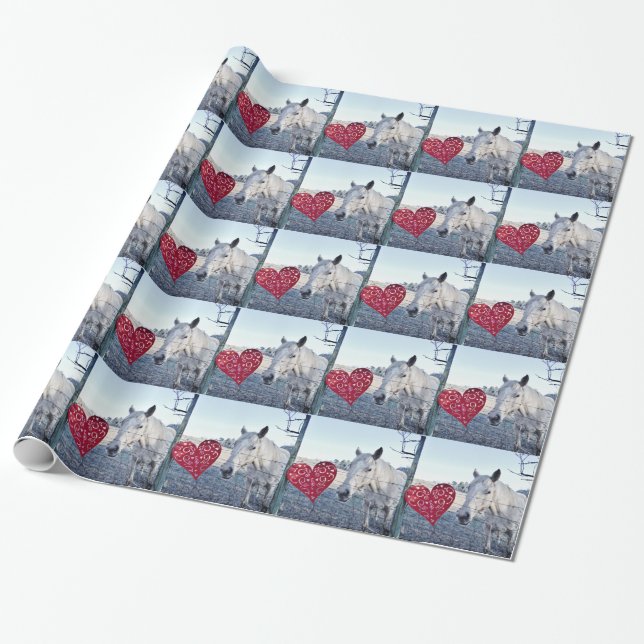 HORSE Valentine heart Wrapping Paper (Unrolled)