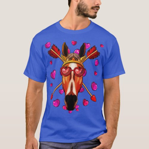 Horse Valentines Day Animal Face Heart Glass Love  T_Shirt